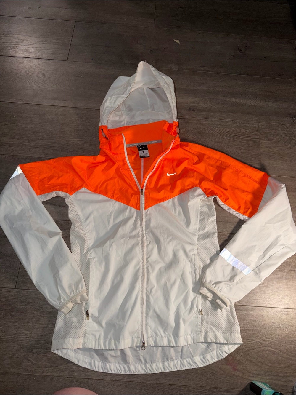 Nike Men Hooded Windbreaker Jacket - White & Orange